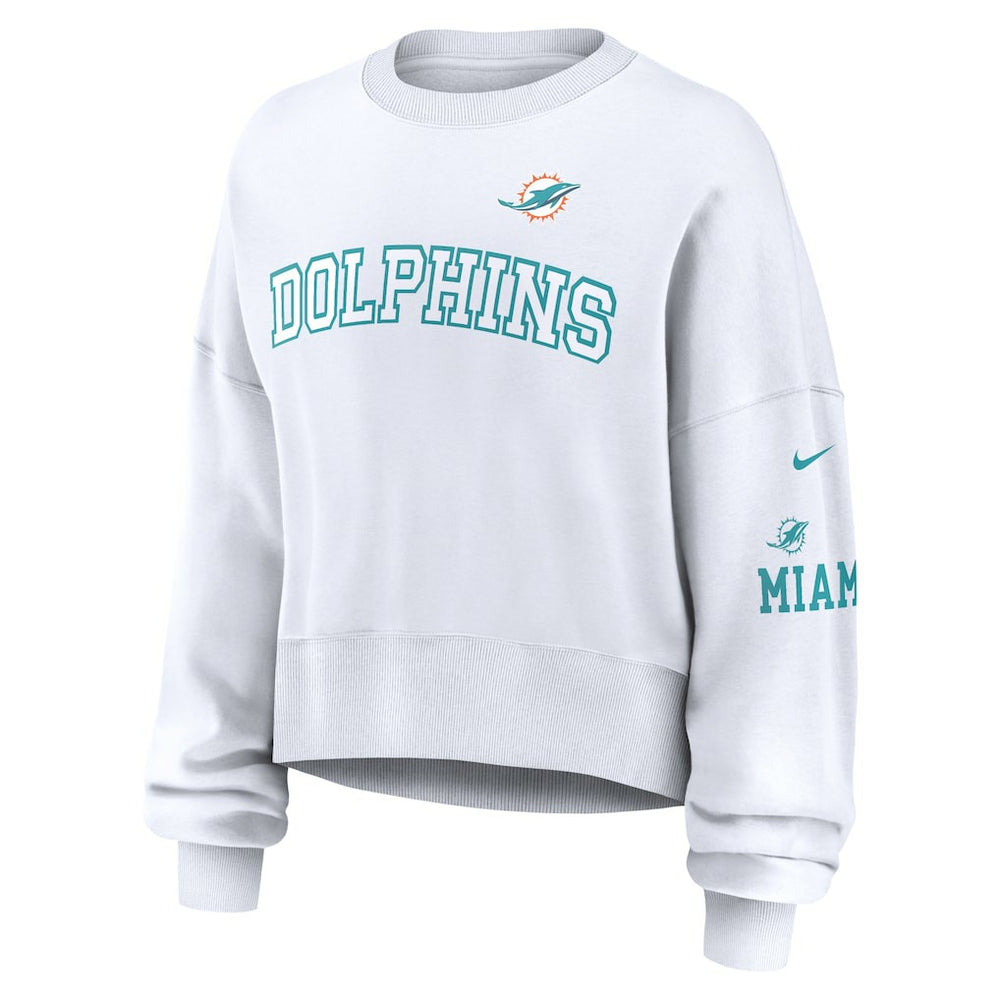Miami Dolphins Women's Oversized Pullover Sweatshirt White - Nike