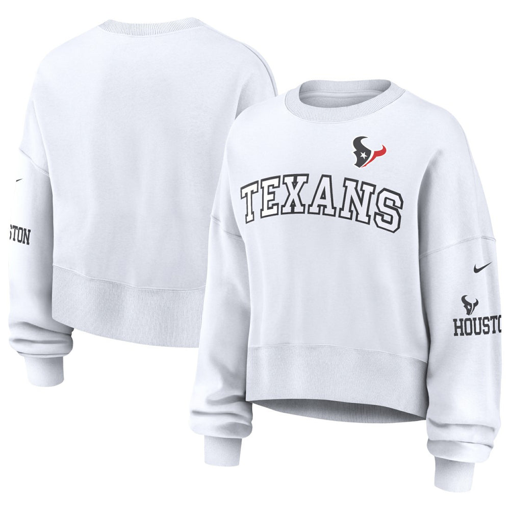 Houston Texans Women's Oversized Pullover Sweatshirt White - Nike