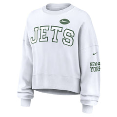 New York Jets Women's Oversized Pullover Sweatshirt White - Nike