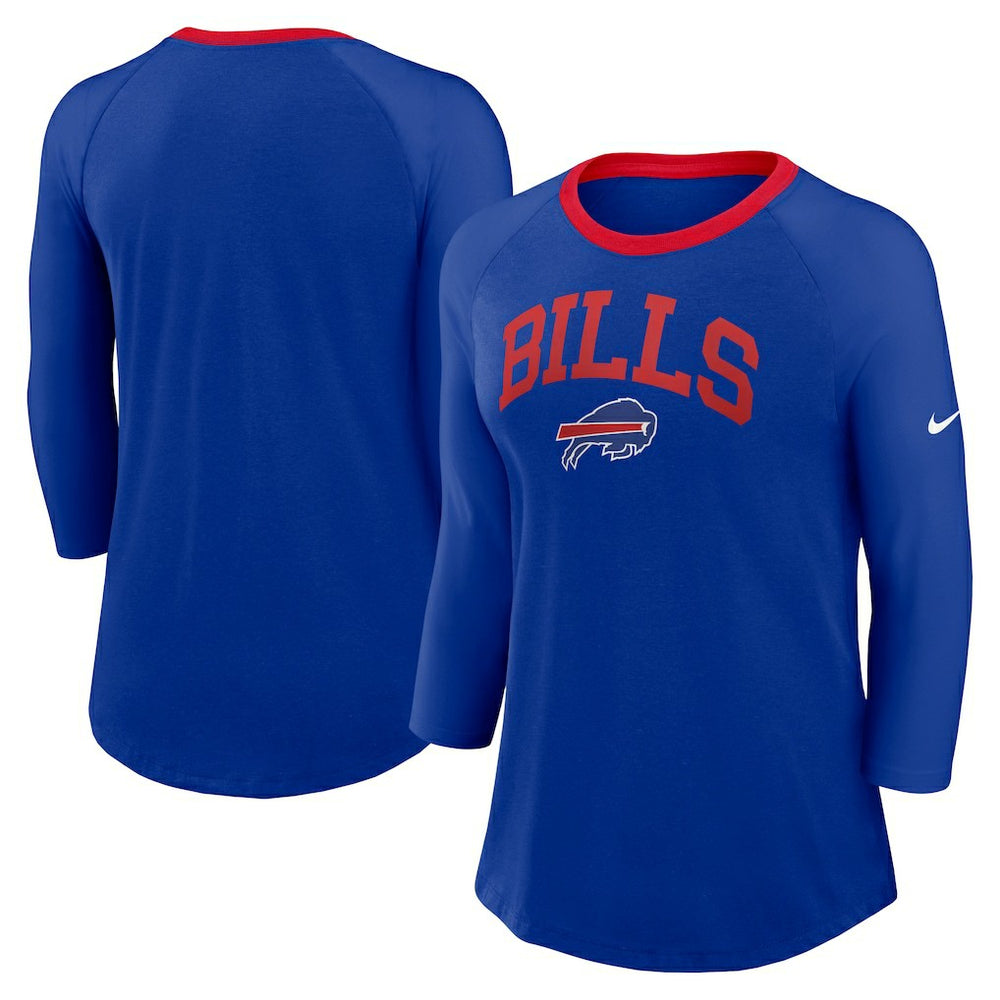 Buffalo Bills Women's 3/4 Sleeve Raglan Fashion Top Royal - Nike