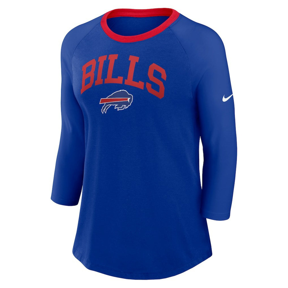 Buffalo Bills Women's 3/4 Sleeve Raglan Fashion Top Royal - Nike