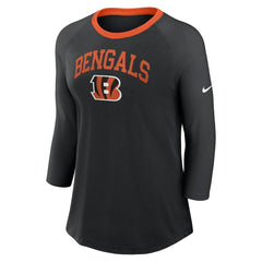 Cincinnati Bengals Women's 3/4 Sleeve Raglan Fashion Top Black - Nike