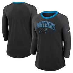 Carolina Panthers Women's 3/4 Sleeve Raglan Fashion Top Black - Nike