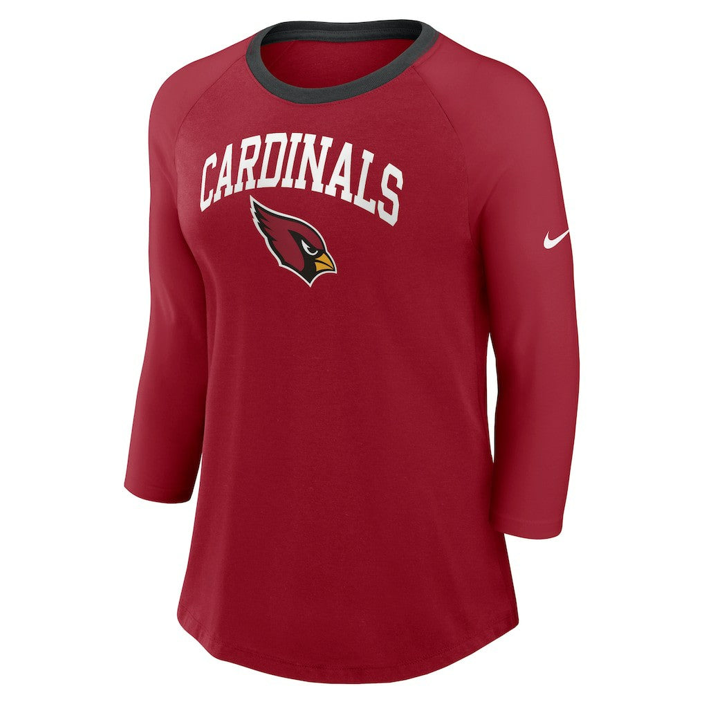 Arizona Cardinals Women's 3/4 Sleeve Raglan Fashion Top Cardinal - Nike