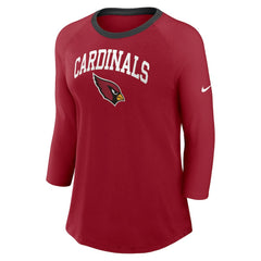 Arizona Cardinals Women's 3/4 Sleeve Raglan Fashion Top Cardinal - Nike