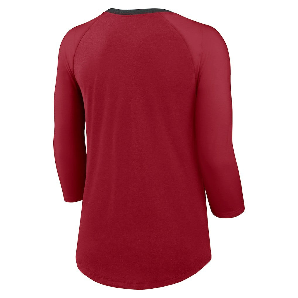 Arizona Cardinals Women's 3/4 Sleeve Raglan Fashion Top Cardinal - Nike