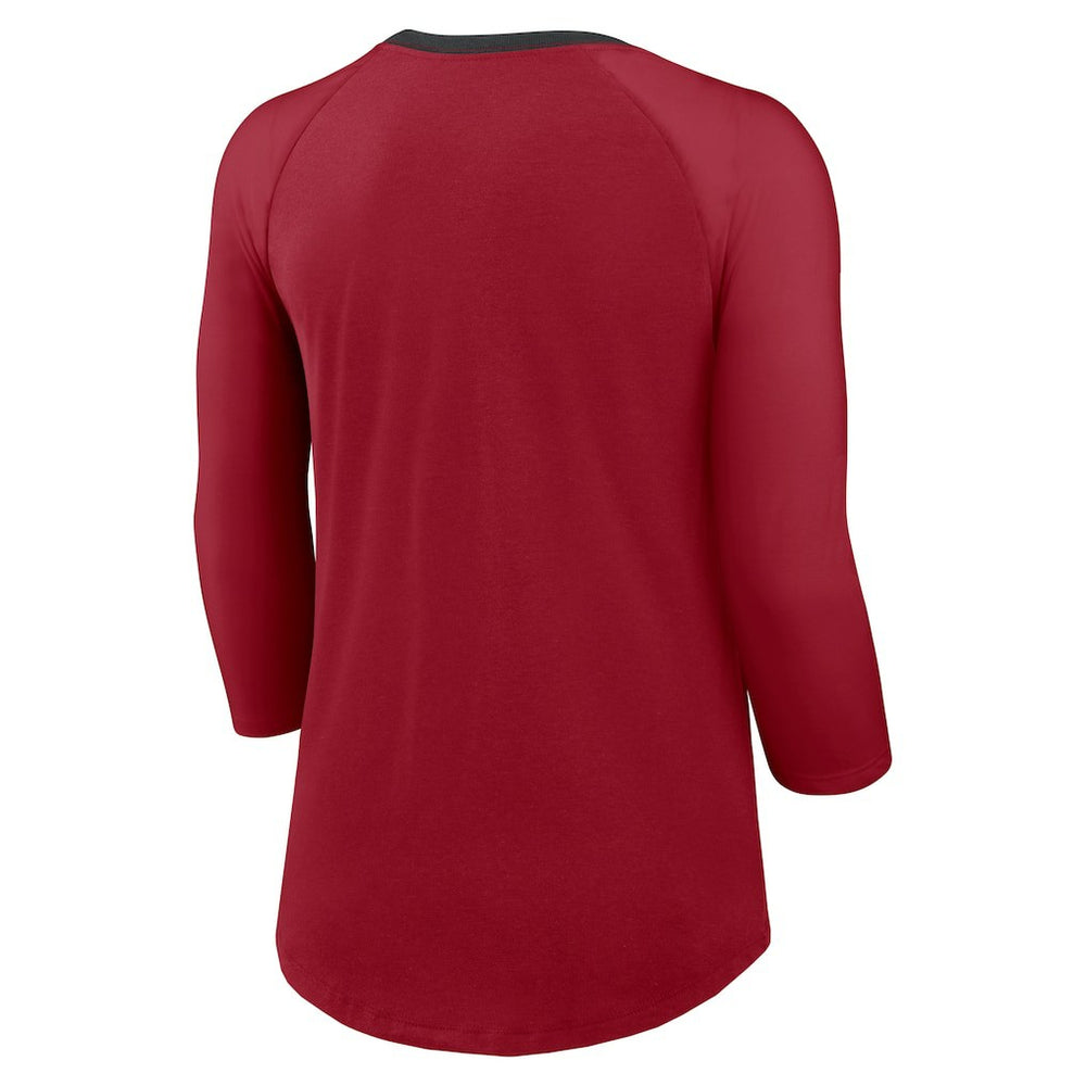 Arizona Cardinals Women's 3/4 Sleeve Raglan Fashion Top Cardinal - Nike
