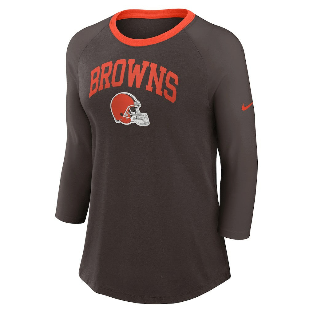 Cleveland Browns Women's 3/4 Sleeve Raglan Fashion Top Brown - Nike