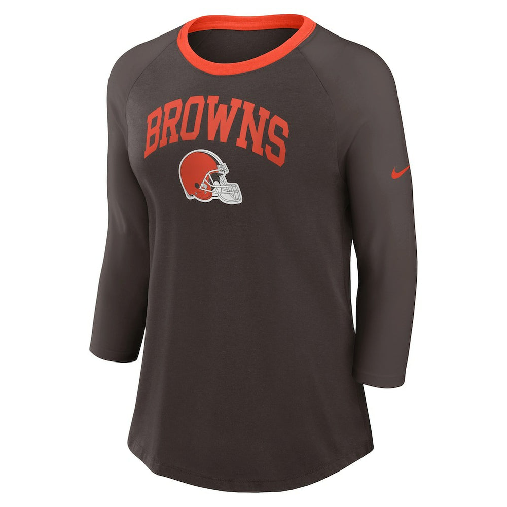 Cleveland Browns Women's 3/4 Sleeve Raglan Fashion Top Brown - Nike