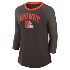 Cleveland Browns Women's 3/4 Sleeve Raglan Fashion Top Brown - Nike