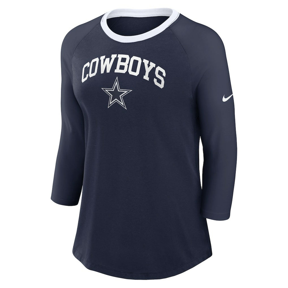 Dallas Cowboys Women's 3/4 Sleeve Raglan Fashion Top Navy - Nike