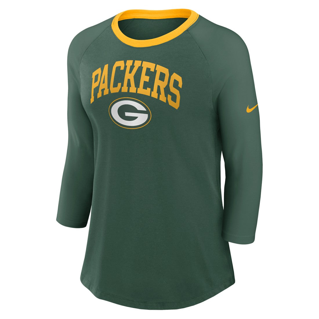 Green Bay Packers Women's 3/4 Sleeve Raglan Fashion Top Green - Nike