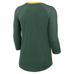 Green Bay Packers Women's 3/4 Sleeve Raglan Fashion Top Green - Nike