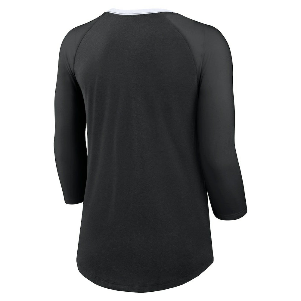 New Orleans Saints Women's 3/4 Sleeve Raglan Fashion Top Black - Nike