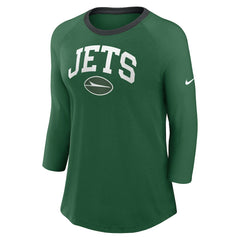 New York Jets Women's 3/4 Sleeve Raglan Fashion Top Green - Nike