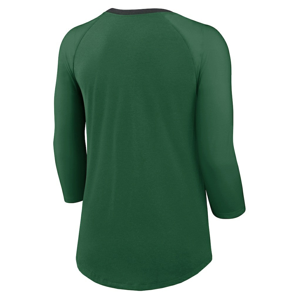 New York Jets Women's 3/4 Sleeve Raglan Fashion Top Green - Nike