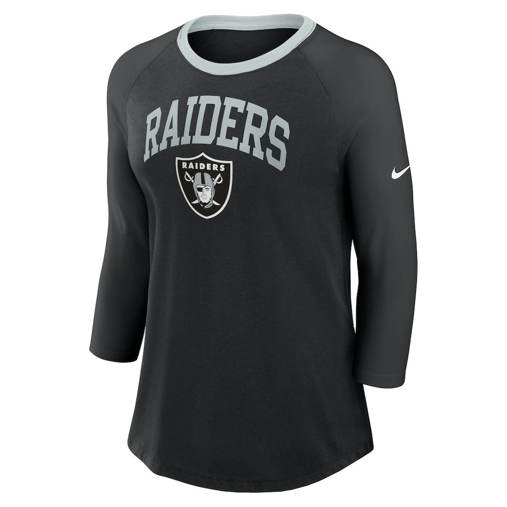 Las Vegas Raiders Women's 3/4 Sleeve Raglan Fashion Top Black - Nike