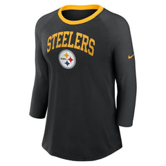 Pittsburgh Steelers Women's 3/4 Sleeve Raglan Fashion Top Black - Nike