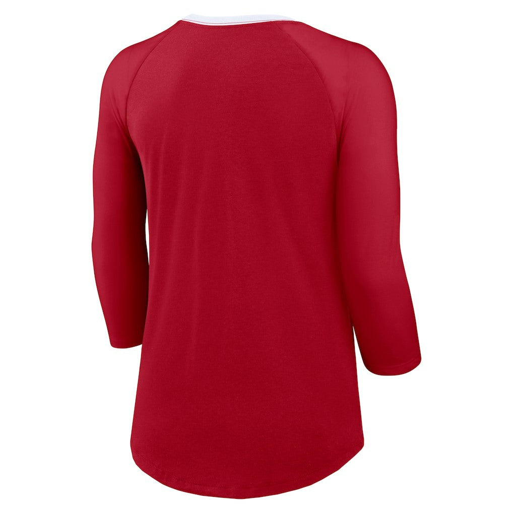 San Francisco 49ers Women's 3/4 Sleeve Raglan Fashion Top Scarlet - Nike