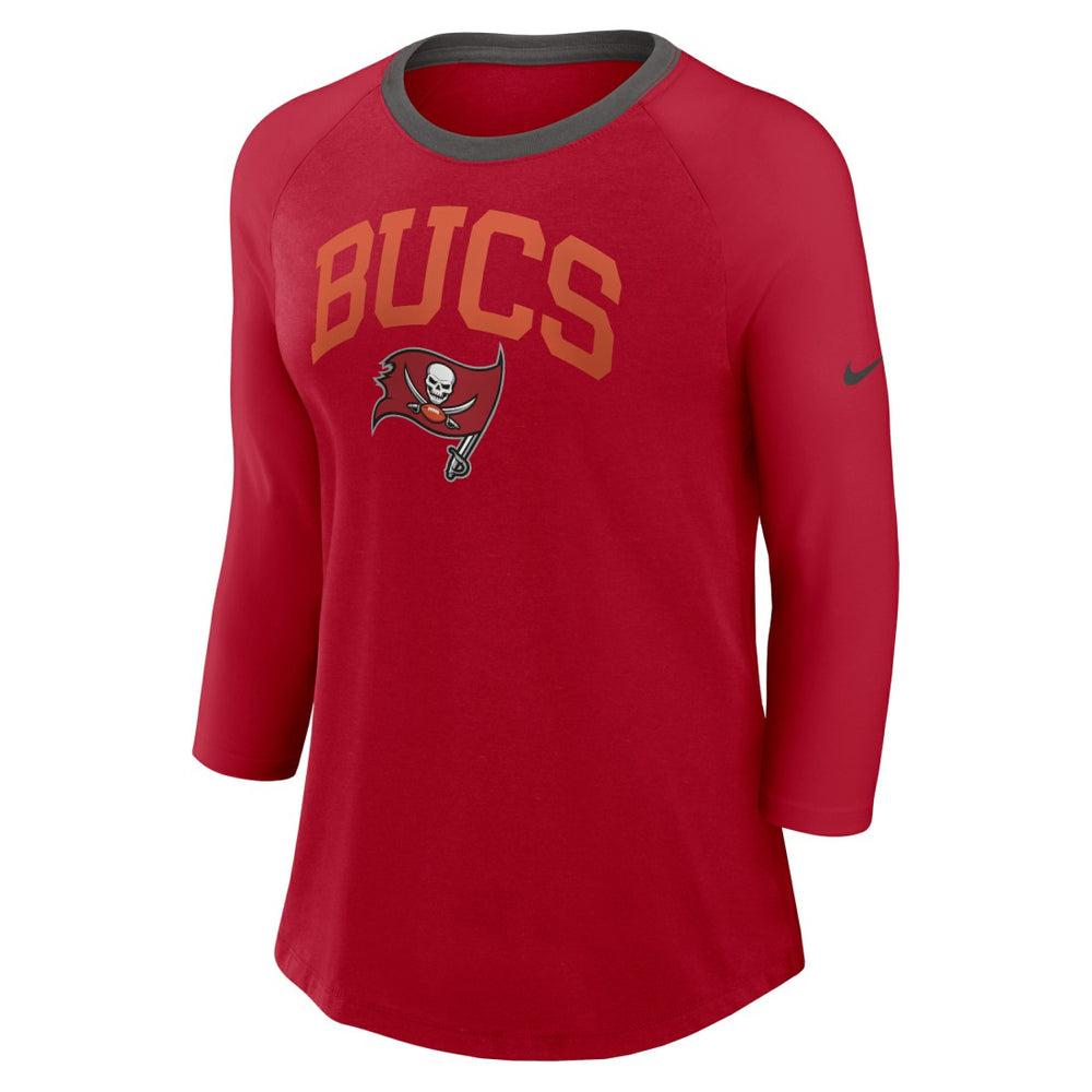 Tampa Bay Buccaneers Women's 3/4 Sleeve Raglan Fashion Top Red - Nike