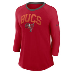 Tampa Bay Buccaneers Women's 3/4 Sleeve Raglan Fashion Top Red - Nike