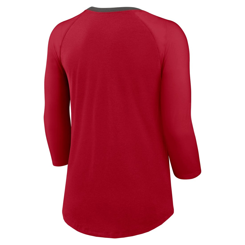 Tampa Bay Buccaneers Women's 3/4 Sleeve Raglan Fashion Top Red - Nike