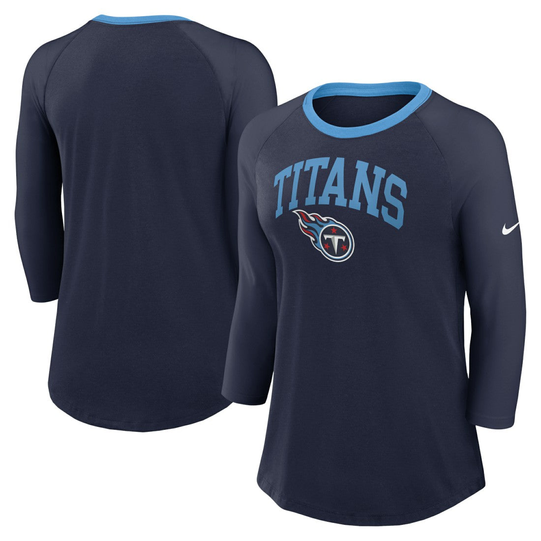 Tennessee Titans Women's 3/4 Sleeve Raglan Fashion Top Navy - Nike