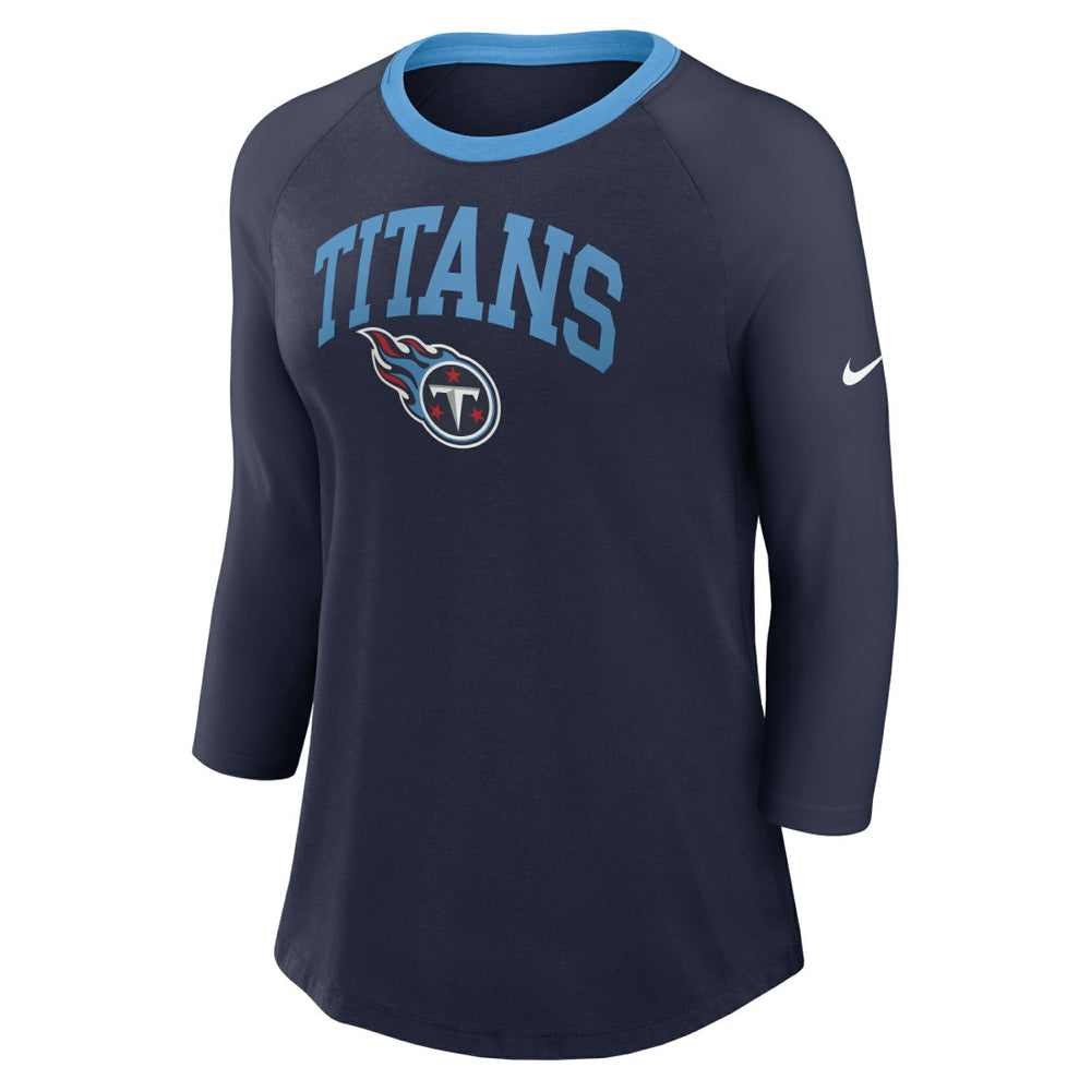 Tennessee Titans Women's 3/4 Sleeve Raglan Fashion Top Navy - Nike
