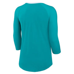 Miami Dolphins Women's 3/4 Sleeve Raglan Fashion Top Aqua - Nike