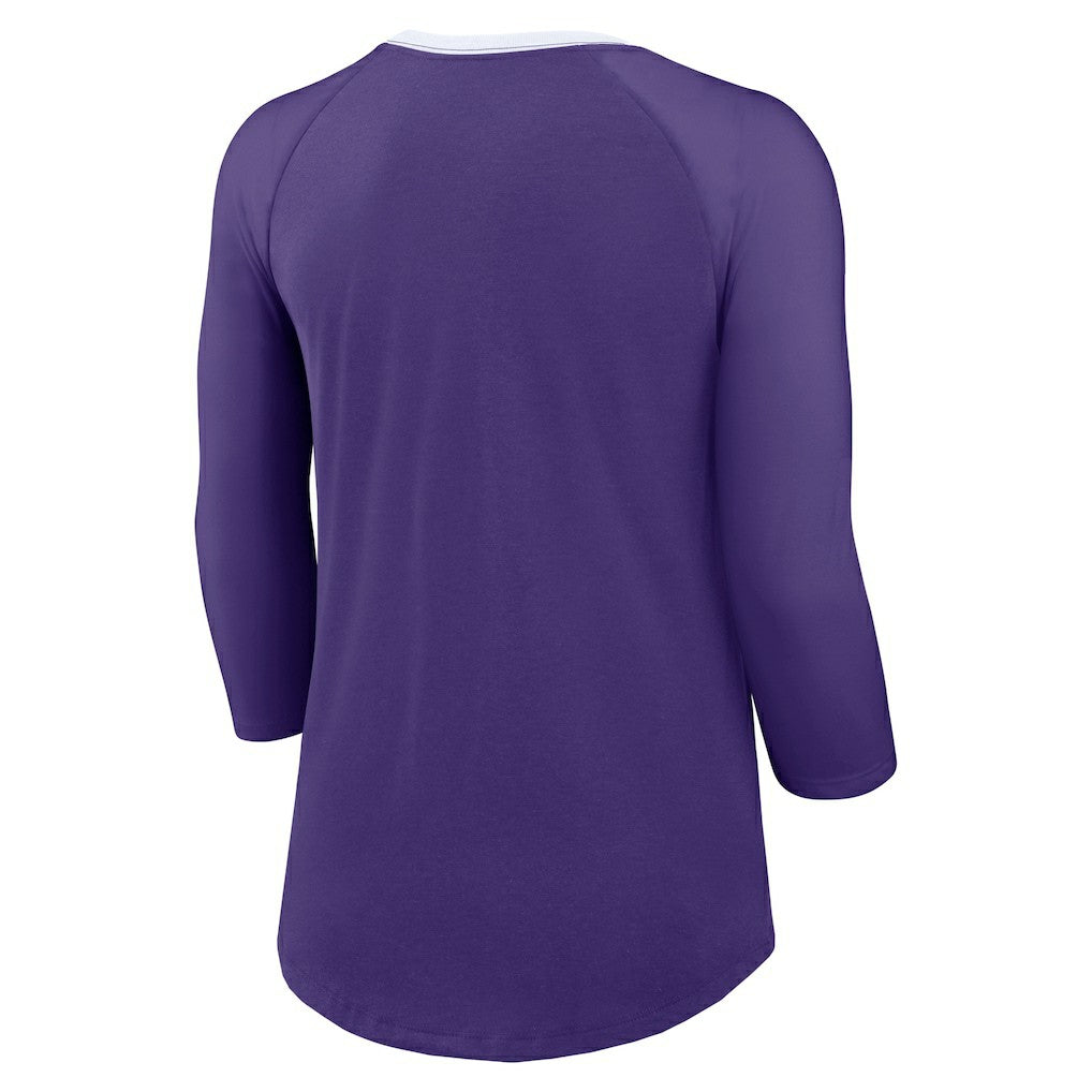 Minnesota Vikings Women's 3/4 Sleeve Raglan Fashion Top Purple - Nike