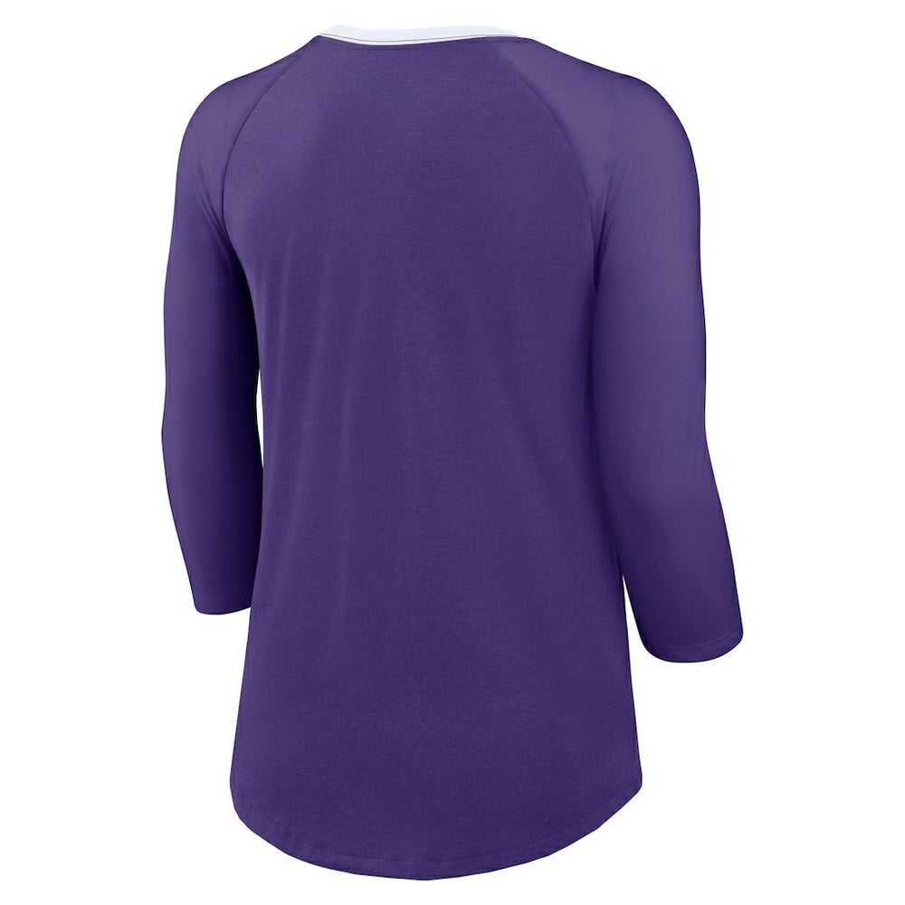 Minnesota Vikings Women's 3/4 Sleeve Raglan Fashion Top Purple - Nike