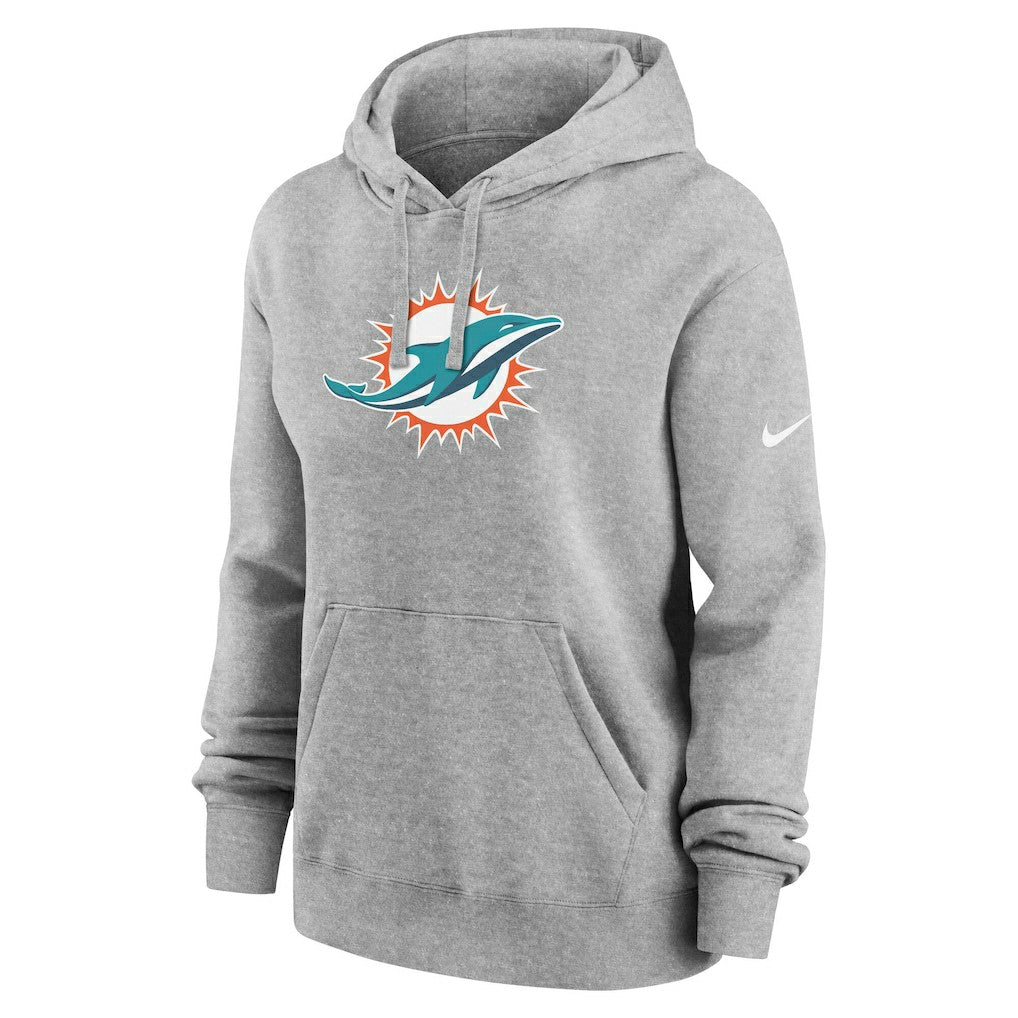 Miami Dolphins Women's Club Fleece Hoodie Heather Gray - Nike