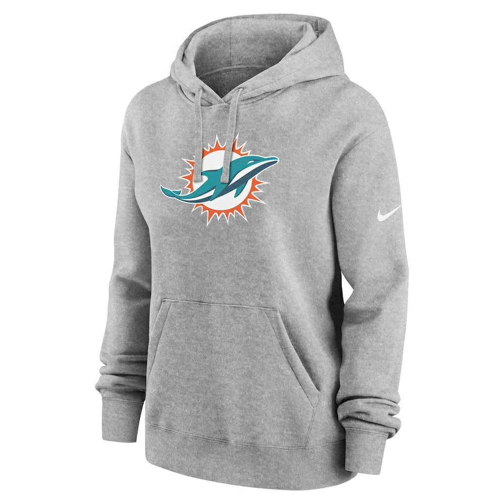 Miami Dolphins Women's Club Fleece Hoodie Heather Gray - Nike