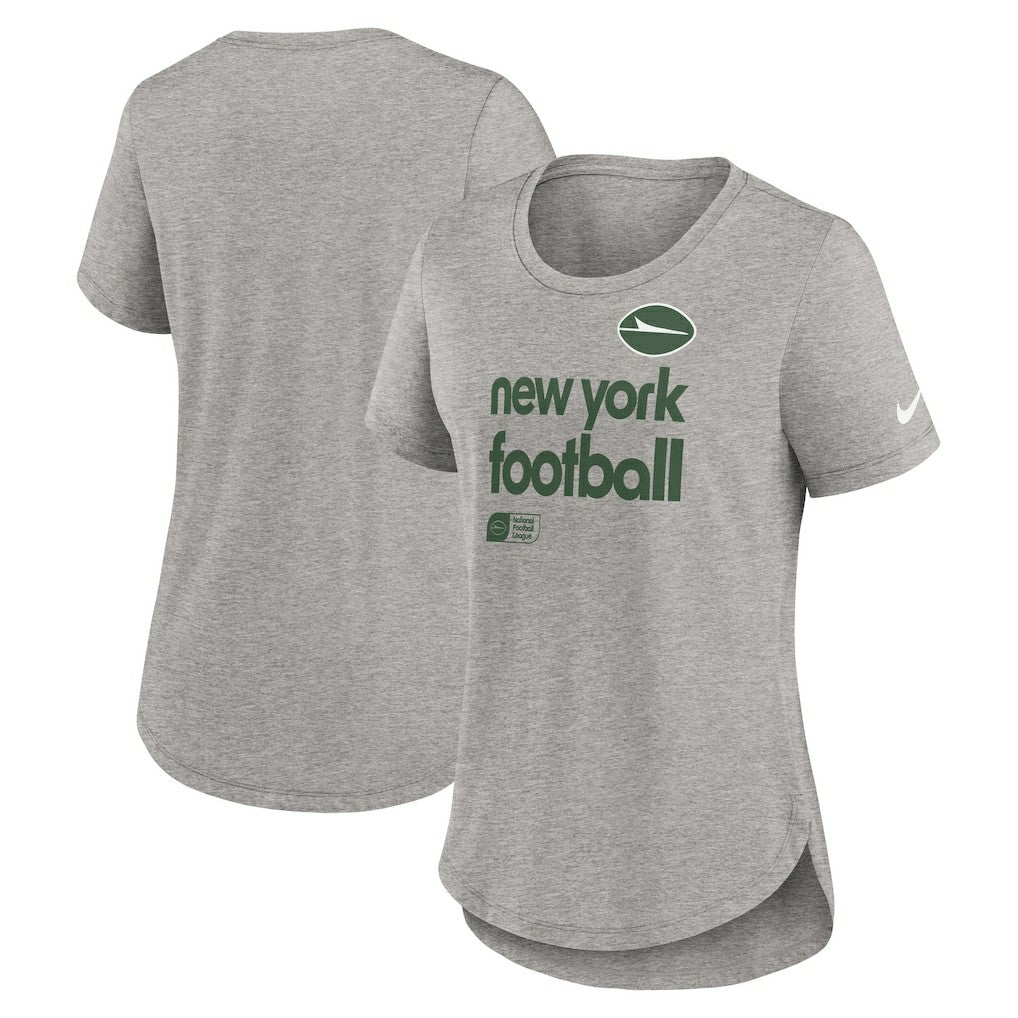 New York Jets Women's Team Shout-Out Tri-Blend T-Shirt Heather Gray - Nike