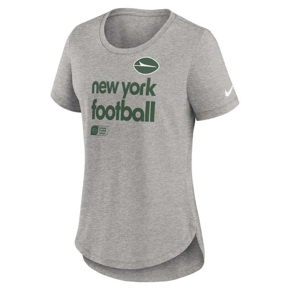 New York Jets Women's Team Shout-Out Tri-Blend T-Shirt Heather Gray - Nike