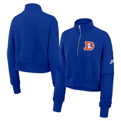 Denver Broncos Women's Rewind Phoenix Half-Zip Sweatshirt Royal - Nike