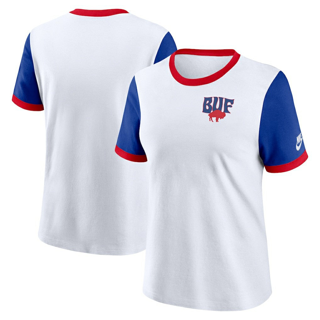 Buffalo Bills Women's Rewind Ringer T-Shirt White/Royal - Nike