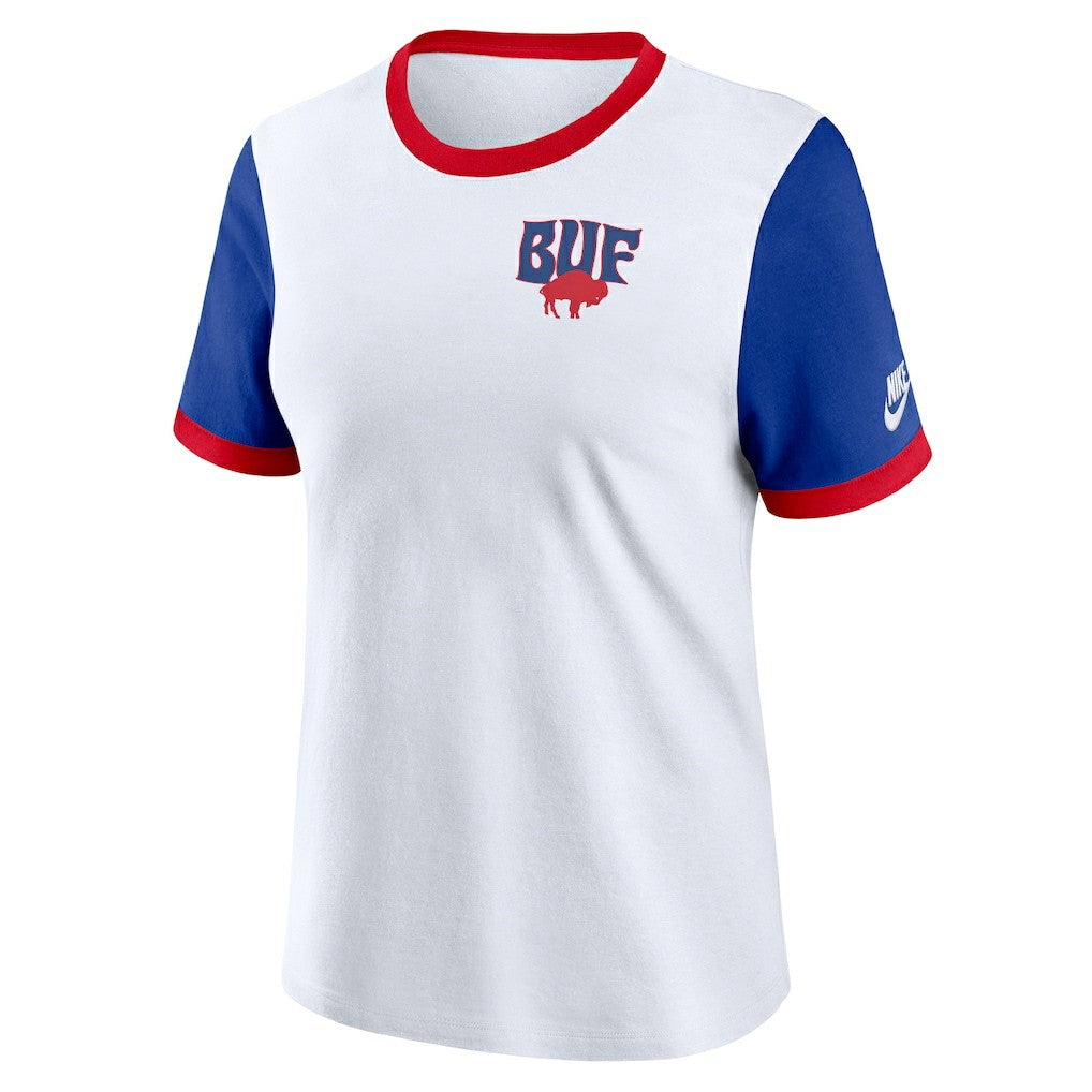 Buffalo Bills Women's Rewind Ringer T-Shirt White/Royal - Nike