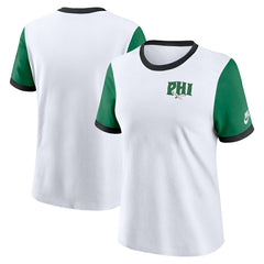 Philadelphia Eagles Women's Rewind Ringer T-Shirt White/Kelly Green - Nike