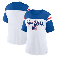 New York Giants Women's Cheer Chant Fashion Crop Top White/Royal - Fanatics