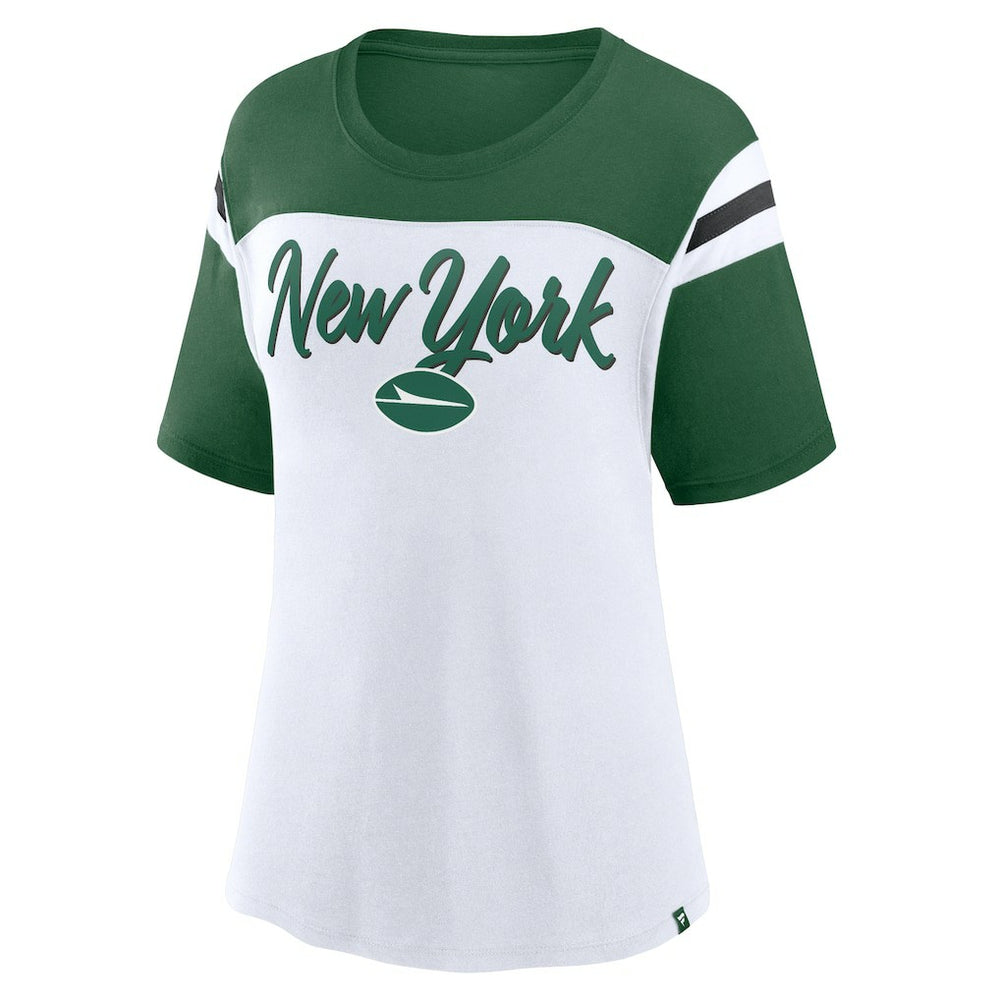 New York Jets Women's Cheer Chant Fashion Crop Top White/Green - Fanatics