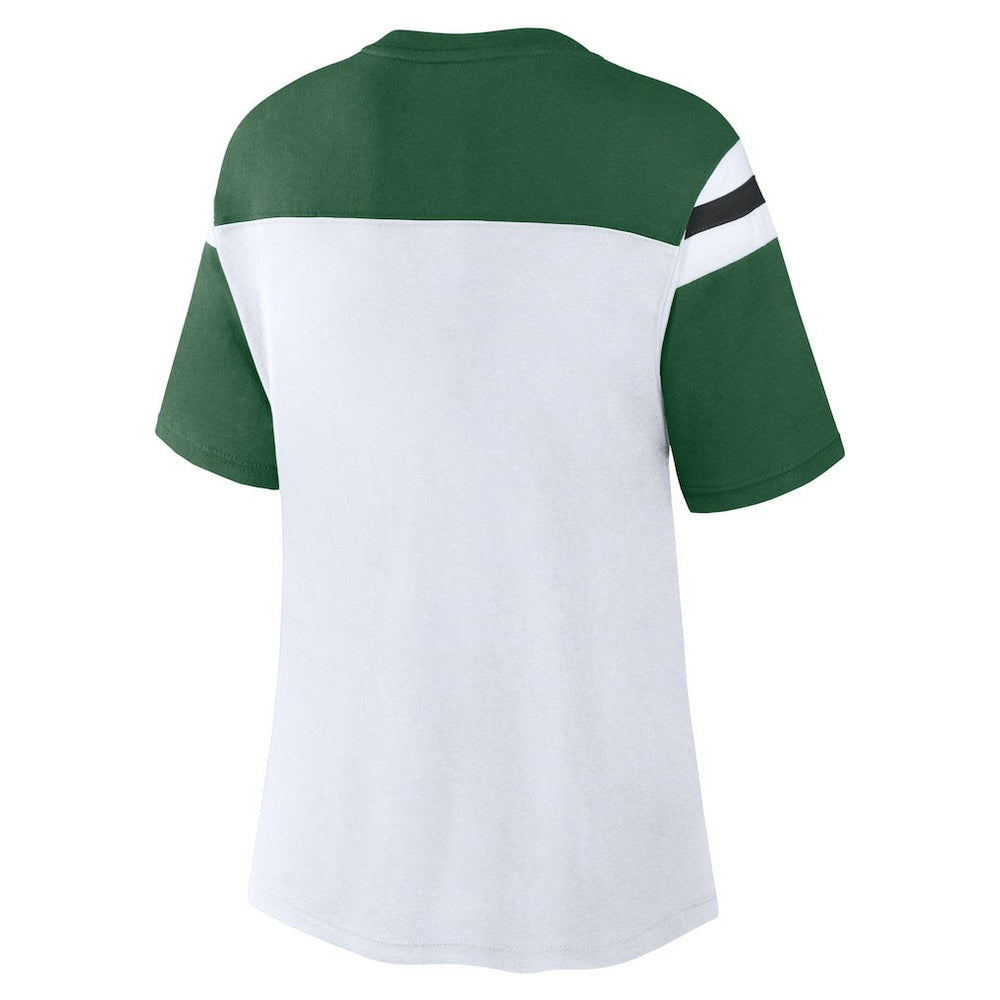 New York Jets Women's Cheer Chant Fashion Crop Top White/Green - Fanatics