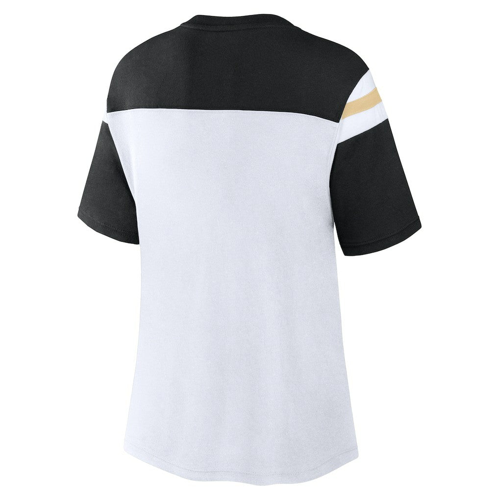 New Orleans Saints Women's Cheer Chant Fashion Crop Top White/Black - Fanatics