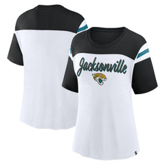 Jacksonville Jaguars Women's Cheer Chant Fashion Crop Top White/Black - Fanatics