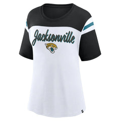 Jacksonville Jaguars Women's Cheer Chant Fashion Crop Top White/Black - Fanatics