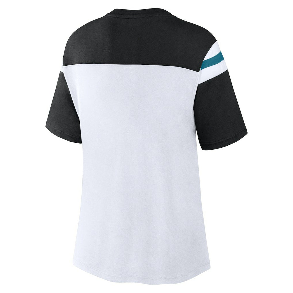Jacksonville Jaguars Women's Cheer Chant Fashion Crop Top White/Black - Fanatics