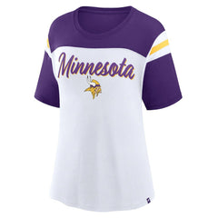 Minnesota Vikings Women's Cheer Chant Fashion Crop Top White/Purple - Fanatics