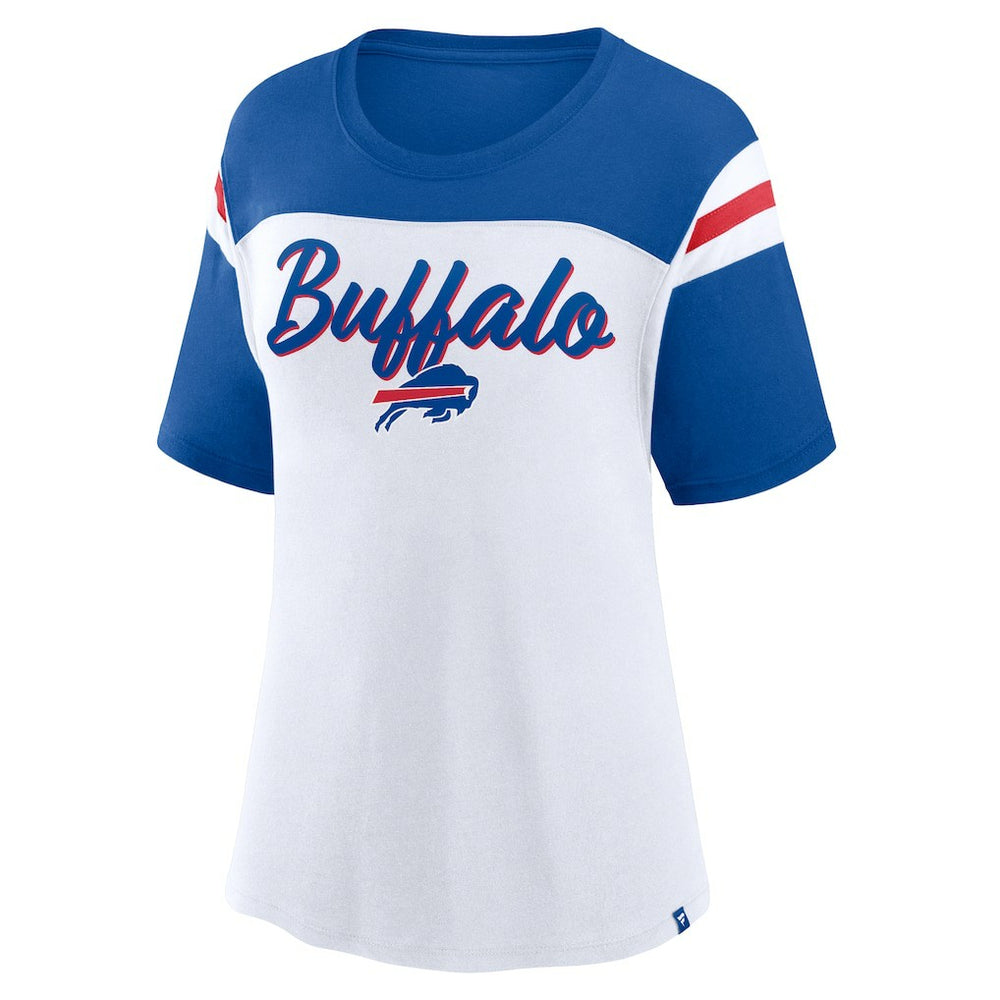 Buffalo Bills Women's Cheer Chant Fashion Crop Top White/Royal - Fanatics