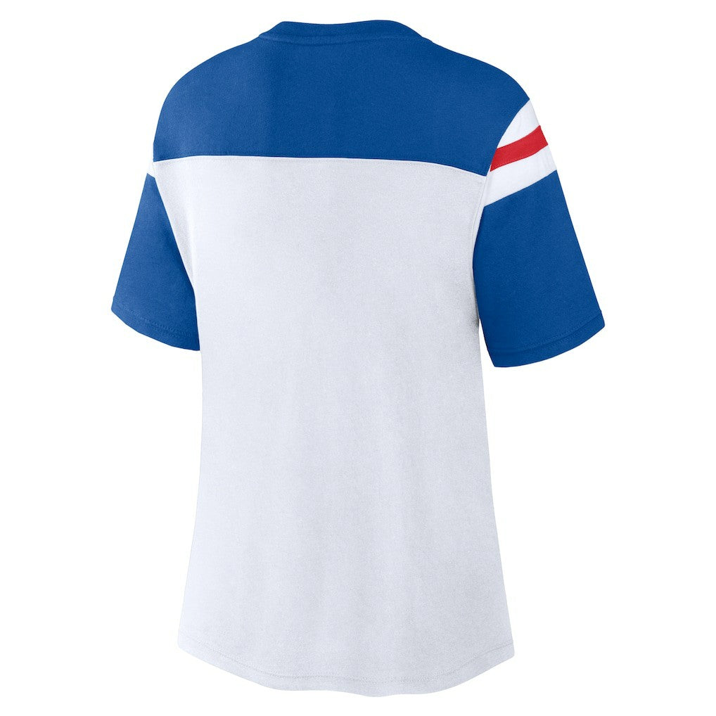Buffalo Bills Women's Cheer Chant Fashion Crop Top White/Royal - Fanatics