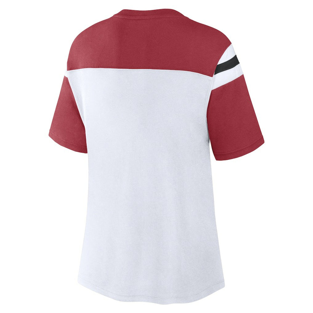 Arizona Cardinals Women's Cheer Chant Fashion Crop Top White/Cardinal - Fanatics